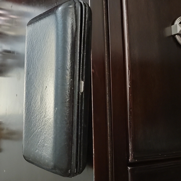 ELGIN VINTAGE  travel Clock / Radio / Alarm Genuine Leather black case - Picture 11 of 16